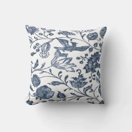 Indigo-Blau Woodblock Blumenkissen Kissen