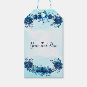 Indigo Blaue Aquarellblumen Florale Hochzeit Geschenkanhänger