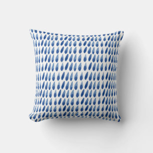 Indigo blaue Wasserfarbe Regen fällt Shibori Druck Kissen