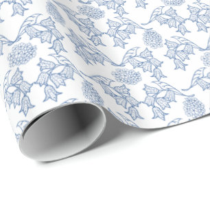 Indigo Blaues Ethnisches Blumenmuster-Wrap-Papier Geschenkpapier