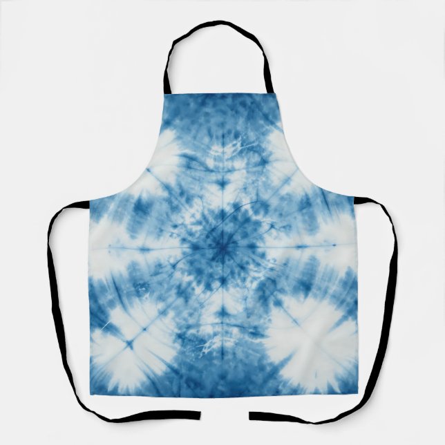 Indigo Blaues Shibori-Bindfärbemuster Schürze (Vorderseite)