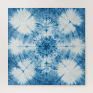 Indigo Blaues Shibori-Tie-Dye-Muster