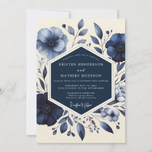 Indigo Bloom Romantische Hochzeit Einladung