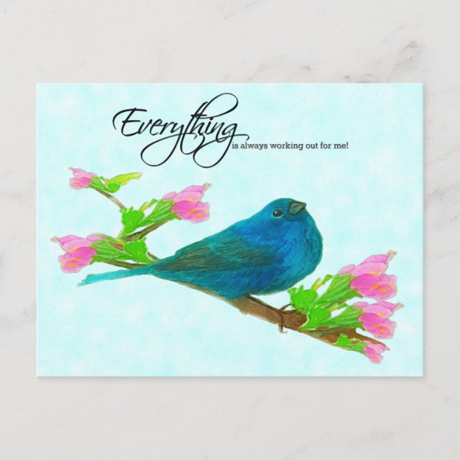 Indigo Blue Bunting - Alles läuft Postkarte (Vorderseite)