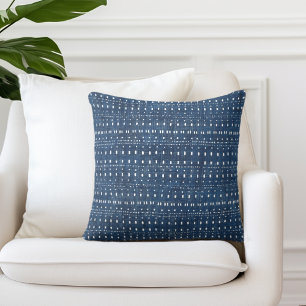 Indigo Blue Dots Throw Kissen