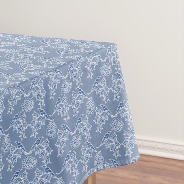 Indigo Blue Ethnic Floral Imprimer Nappe (In Situ)
