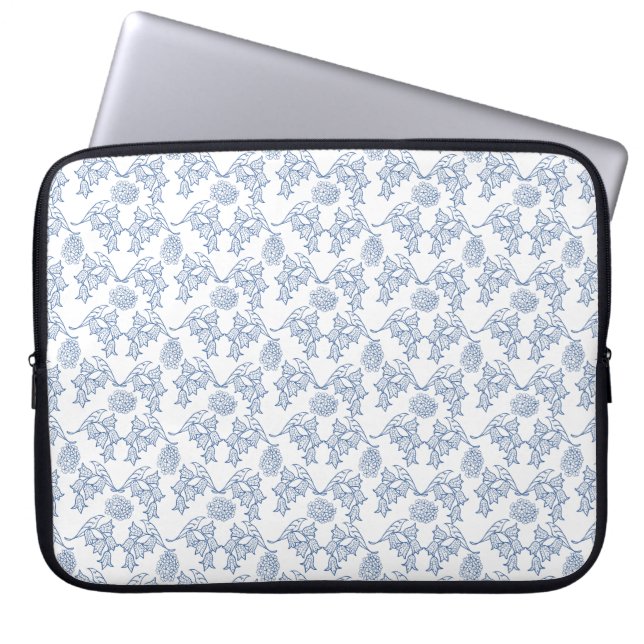 Indigo Blue Ethnic Floral Print Laptop-Sieb Laptopschutzhülle (Vorderseite)