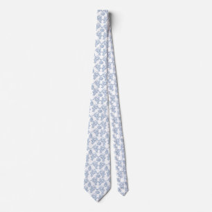 Indigo Blue Ethnic Floral Print Unisex Necktie Krawatte