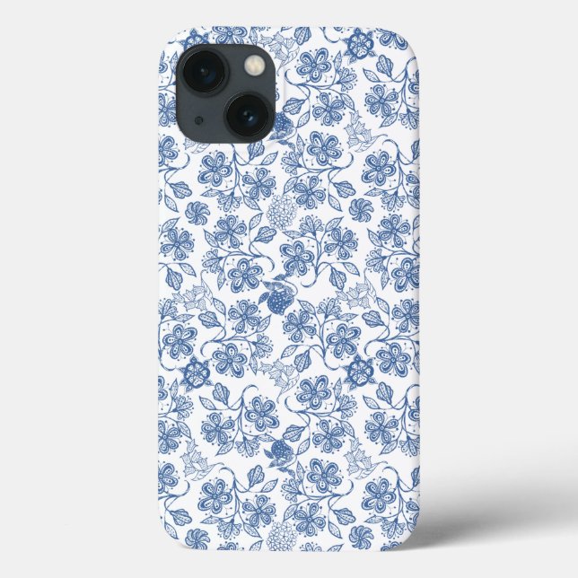 Indigo Blue Ethnic Floral Samsung Note 4 Coque (Verso)