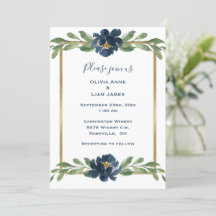 Indigo Blue Floral Elegante Hochzeit