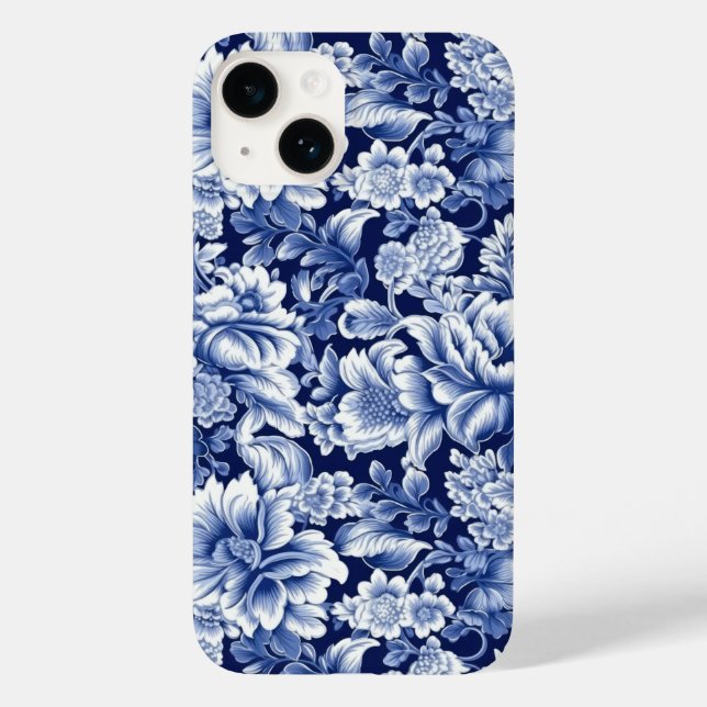 Indigo Blue Flowers Case-Mate iPhone 14 Hülle (Rückseite)