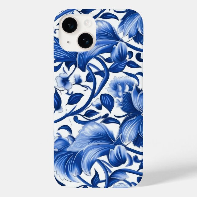 Indigo Blue Flowers Case-Mate iPhone 14 Hülle (Rückseite)