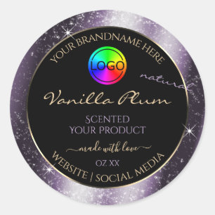 Indigo Blue Glitzer Frame Produktetikett mit Logo Runder Aufkleber
