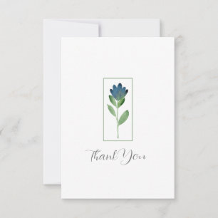 Indigo Blue, Green Watercolor Abstrakte Blume Dankeskarte