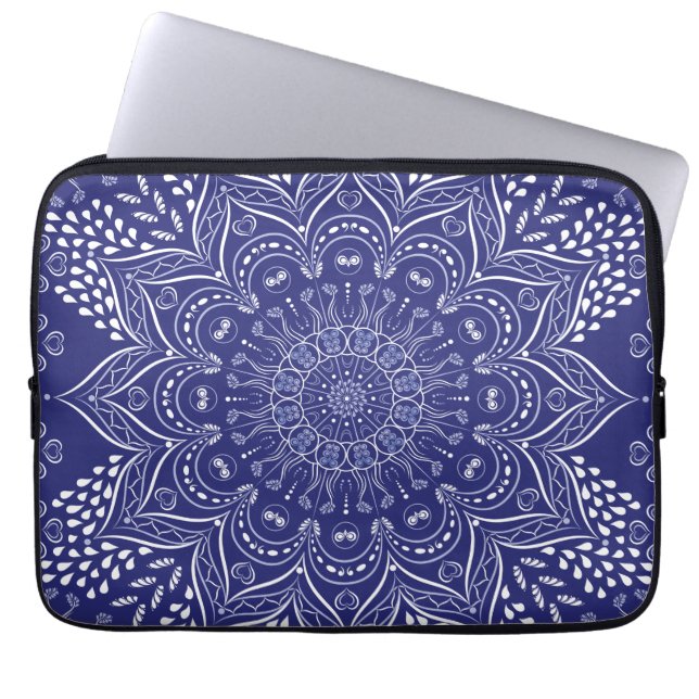 Indigo blue mandala laptopschutzhülle (Vorderseite)