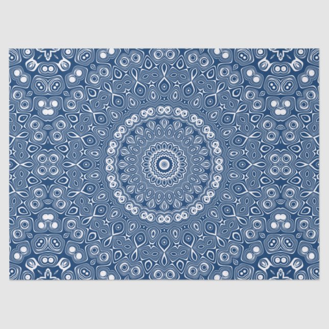 Indigo Blue Mandala Pattern Seidenpapier (Vorderseite)