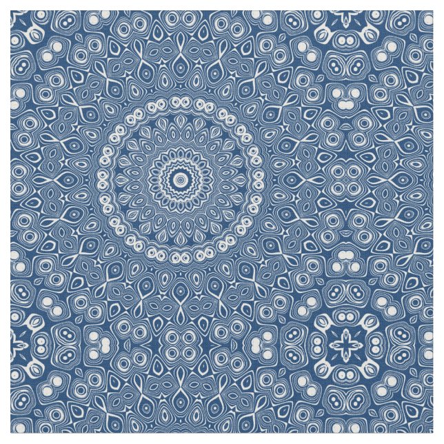 Indigo Blue Mandala Pattern Stoff (Nahaufnahme)