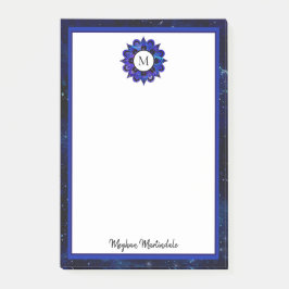 Indigo Blue Outer Space Galaxy Mandala Monogram Post-it Klebezettel