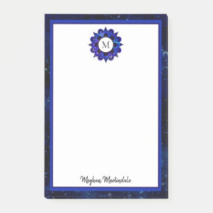 Indigo Blue Outer Space Galaxy Mandala Monogram Post-it Klebezettel