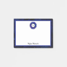 Indigo Blue Outer Space Galaxy Mandala Monogram