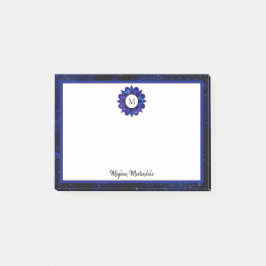 Indigo Blue Outer Space Galaxy Mandala Monogram Post-it Klebezettel