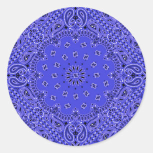Indigo Blue Paisley Western Bandana Scarf Print Runder Aufkleber