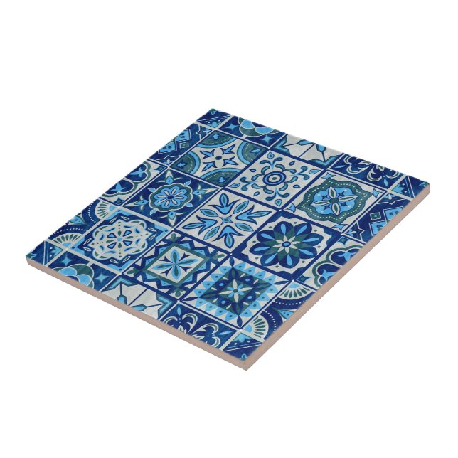 Indigo Blue Portugiesisch Azulejo Lissabon Decorat Fliese (Seite)
