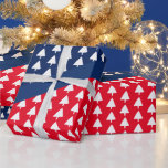 Indigo Blue Red White Christmas Tree Muster Geschenkpapier<br><div class="desc">Wasserfarbe Handgestrichen</div>