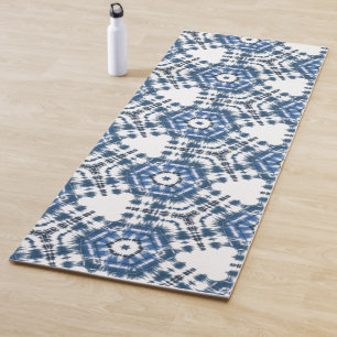Indigo Blue Shibori Gefärbte Krawatte Abstrakt Yogamatte
