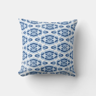 Indigo Blue Shibori Gefärbte Krawatte Muster Kissen
