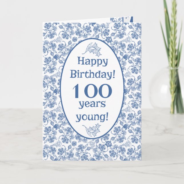 Indigo Blue sur la carte Floral Blanc 100e Anniver (Devant)