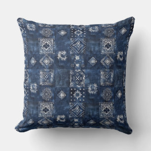 Indigo Blue Throw Pillow Kissen