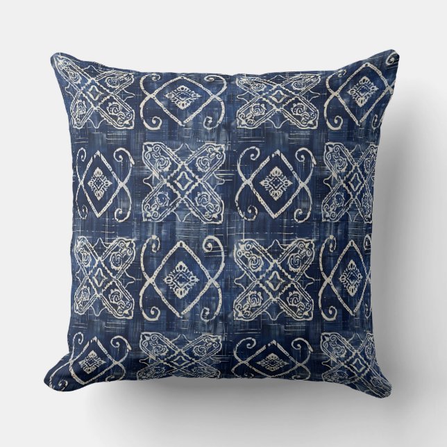 Indigo Blue Throw Pillow Kissen (Vorderseite)