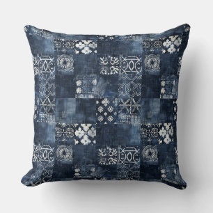 Indigo Blue Throw Pillow Kissen
