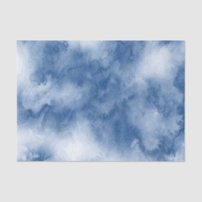 Indigo Blue Watercolor Abstrakt Seidenpapier (Vorderseite)