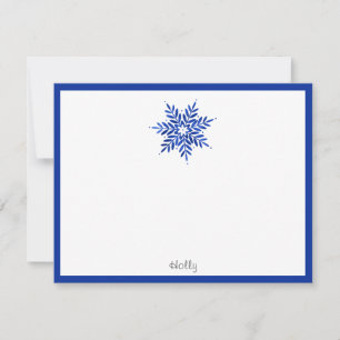 Indigo Blue Watercolor Abstrakt Snowflake Mitteilungskarte