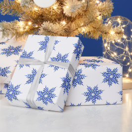 Indigo Blue Watercolor Snowflake Muster Geschenkpapier
