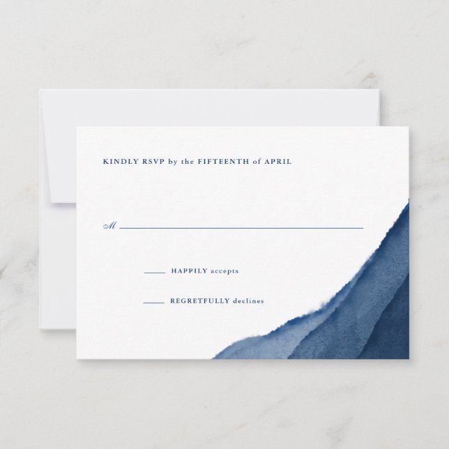 Indigo Blue Watercolor Wedding RSVP Karte (Vorderseite)