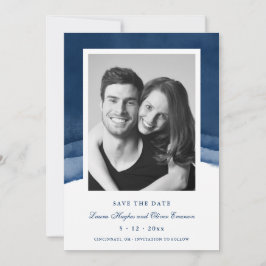 Indigo Blue Watercolor Wedding Save the Date Cards Einladung