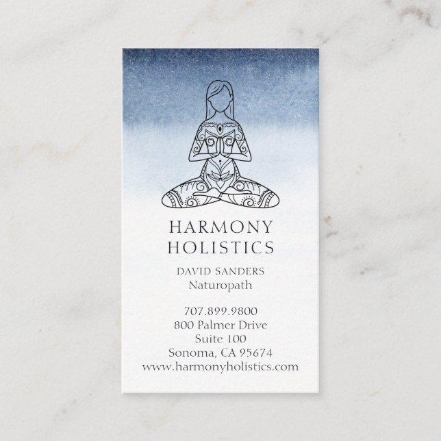Indigo Blue White Holistic Health Visitenkarte (Vorderseite)