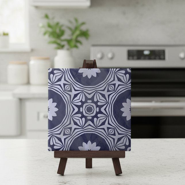 Indigo Blue White Mandala Floral marokkanischer Az Fliese (Von Creator hochgeladen)