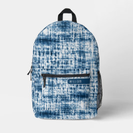 Indigo Blue & White Shibori Muster Cool Teens Bedruckter Rucksack