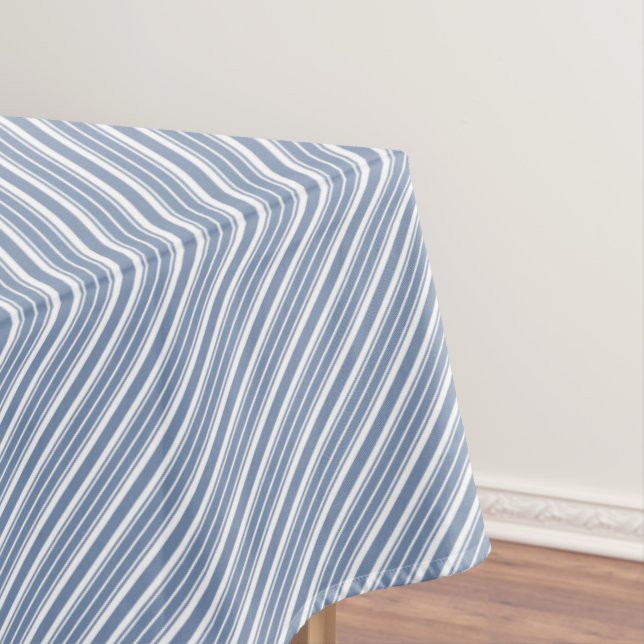 Indigo Blue, White Ticking Stripes Tableclout Tischdecke (Beispiel)