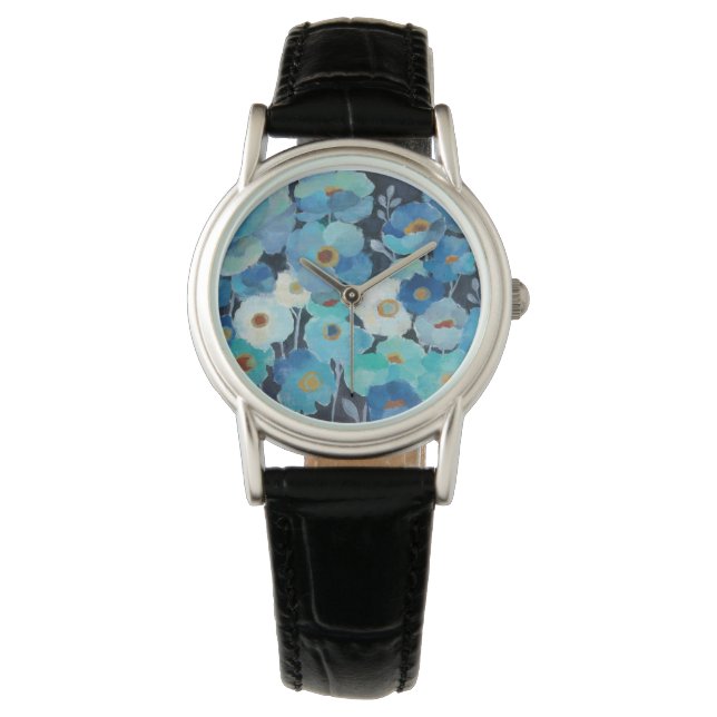 Indigo-Blume Armbanduhr (Vorderseite)
