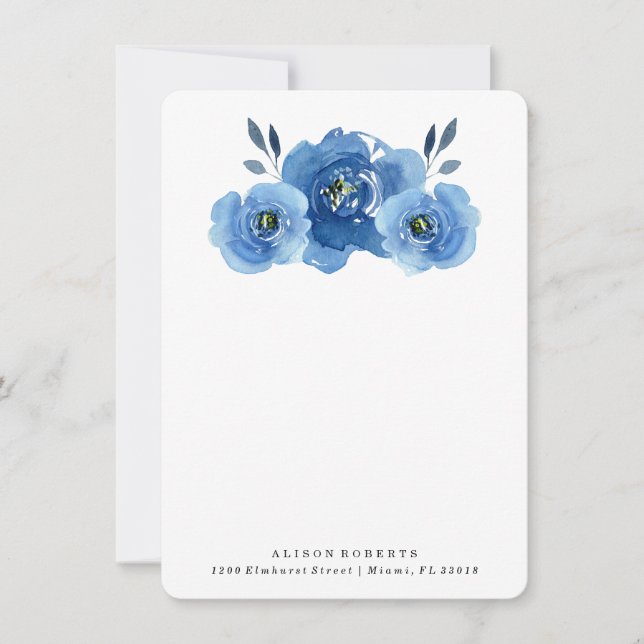 Indigo-Blume | Personalisierte Stationierungskarte Mitteilungskarte (Vorderseite)