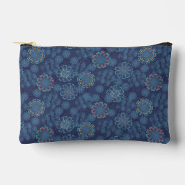 Indigo-Blumenmuster-Kosmetiktasche Zubehörtasche