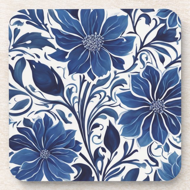 Indigo-Blüten-Garten-Setzer Getränkeuntersetzer (Vorderseite)