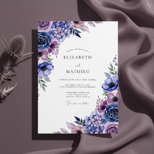 Indigo-Blüten Romantischer Blumenschmuck Hochzeit Einladung