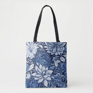 Indigo-Blüten-Tapeten-Tasche Tasche