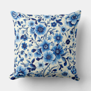 Indigo-Botanik-Gartenkissen Kissen